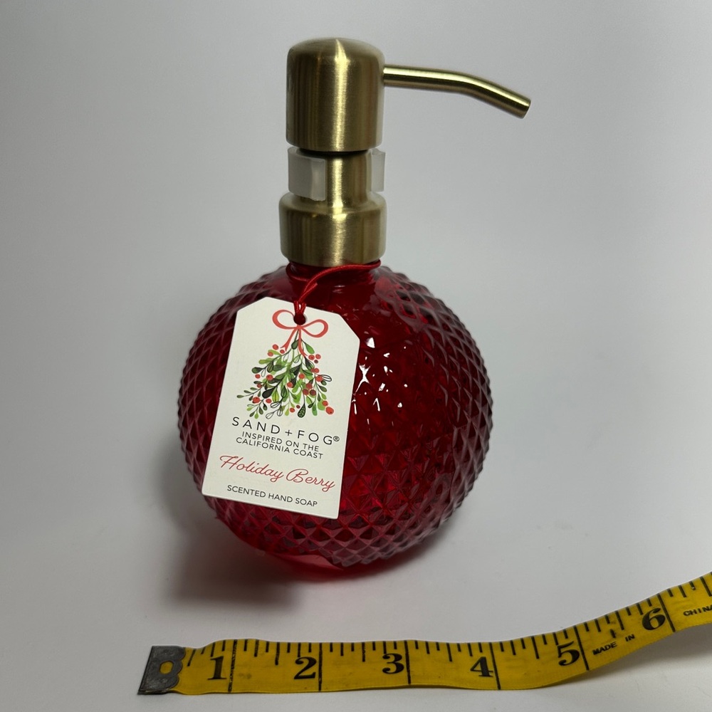 Sand + Fog Holiday Berry Red Scented Hand Soap Glass Bottle